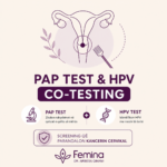 nfografik mbi rezultatet e Pap-testit dhe Co-testing: NILM, ASCUS, CIN.